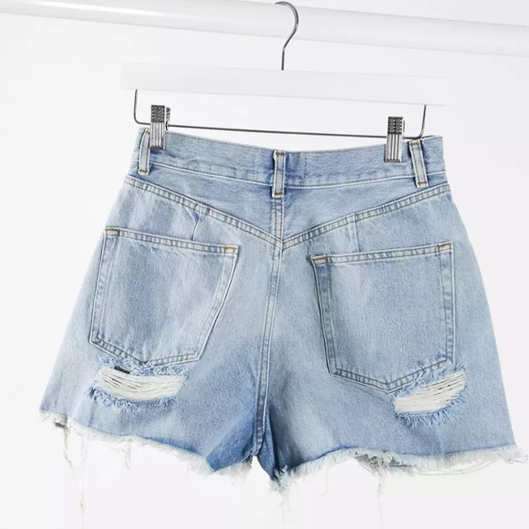 NWOT: ASOS Size 14 Distressed Denim Shorts - Picture 2 of 10